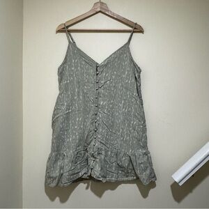 Women's American Eagle Green and Beige Sleeveless Baby Doll Midi Dress Size M